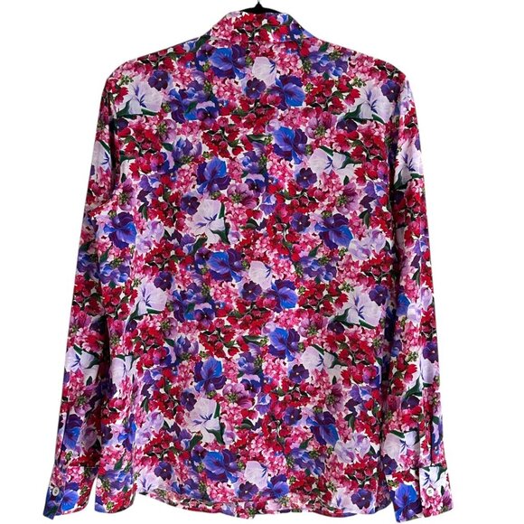 Escada Nicoli Silk Floral Blouse Womens Size 38 M Button Up Shirt Classic Work - Picture 10 of 11